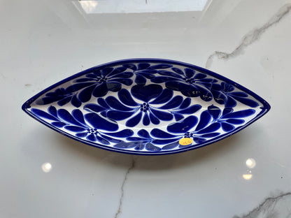 Blue And White small canoe 3pc Talavera Tray Set