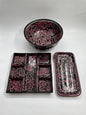 Purple and Black Bowl and Rectangle 3pc Talavera Tray Set