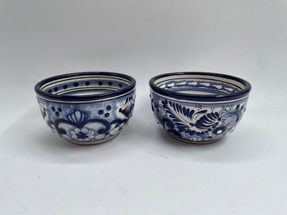 Blue and White Patterned 2pc Talavera Bowl Set