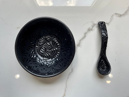 Black Patterned 3pc Talavera Bowl Set