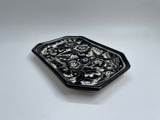 Black and White Patterned Talavera Tray