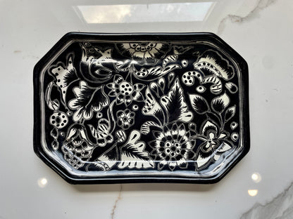 Black and White Patterned Talavera Tray