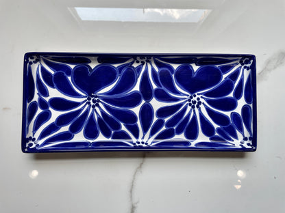 Blue and White  Patterned Talavera Tea Tray Set
