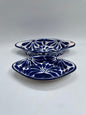Blue and White  Patterned Medium Canoe Talavera Tray Set