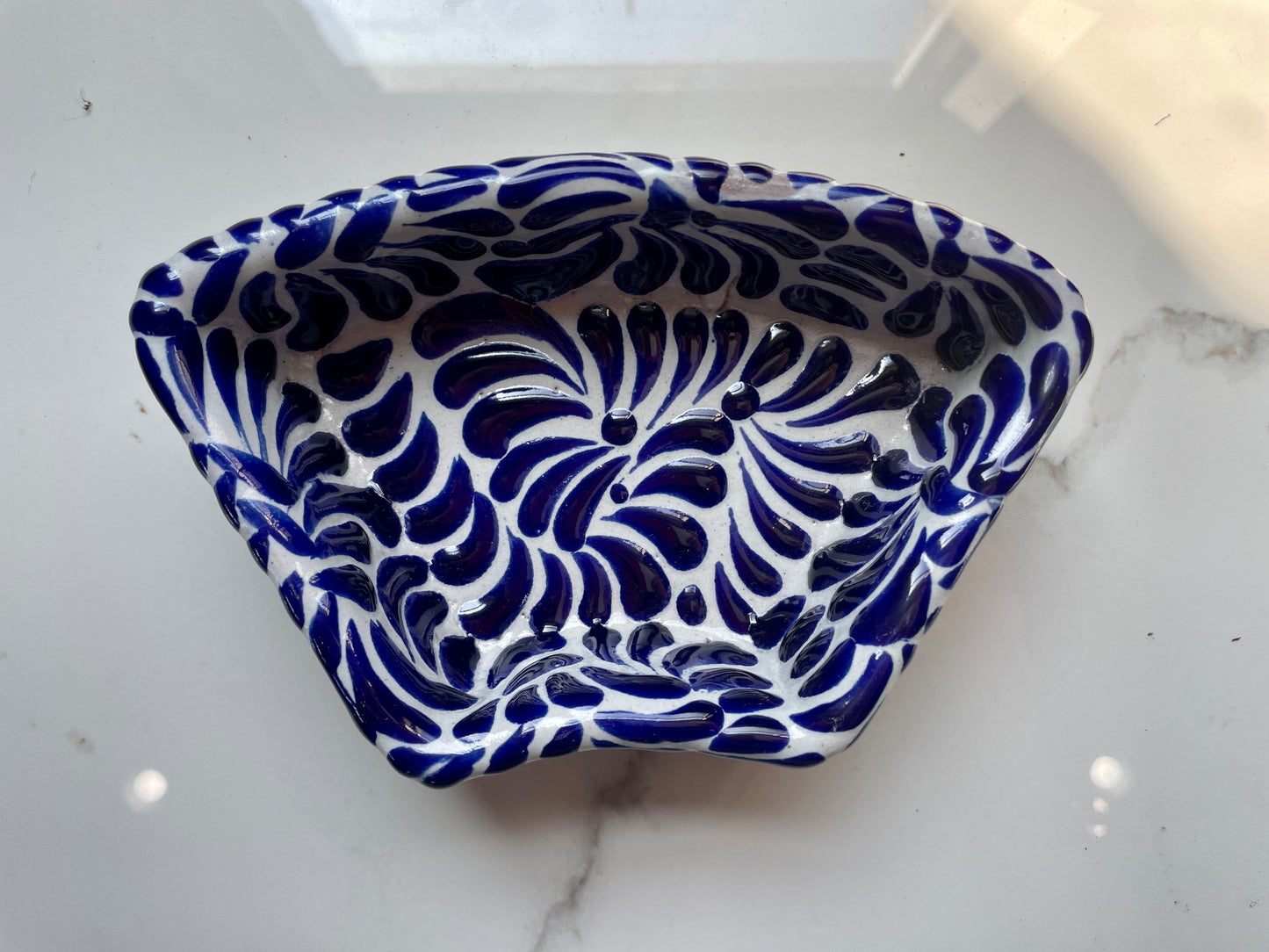 Dark Blue and White  Patterned Small Bowl Talavera Tray Set