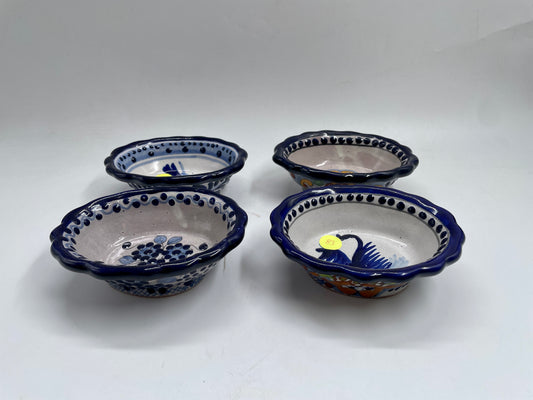 Blue, White, and Multicolor Patterned 4pc Bowl Talavera Set