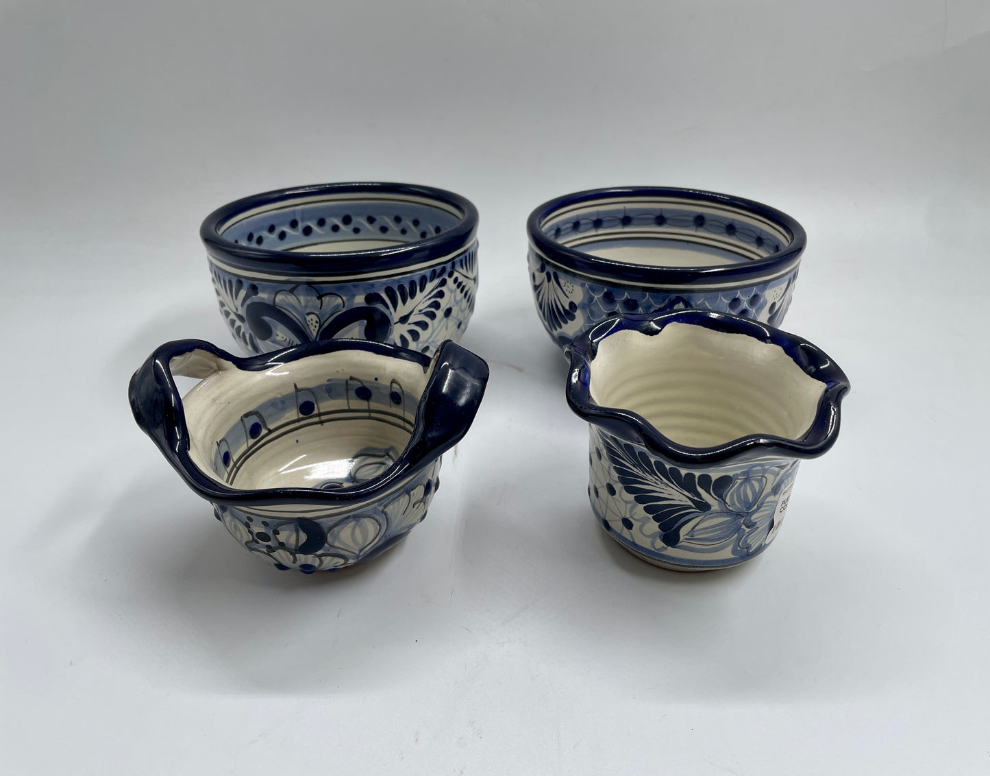 Blue and White  Patterned 4pc Bowl Talavera Set
