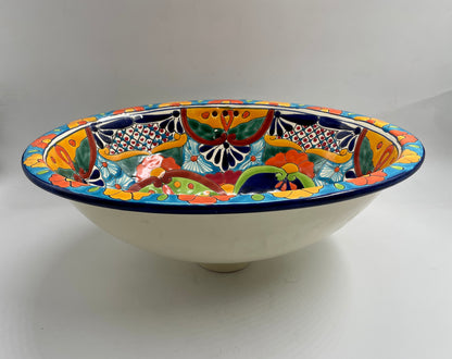 Multicolor Patterned Medium Flower Talavera Drop-In Sink