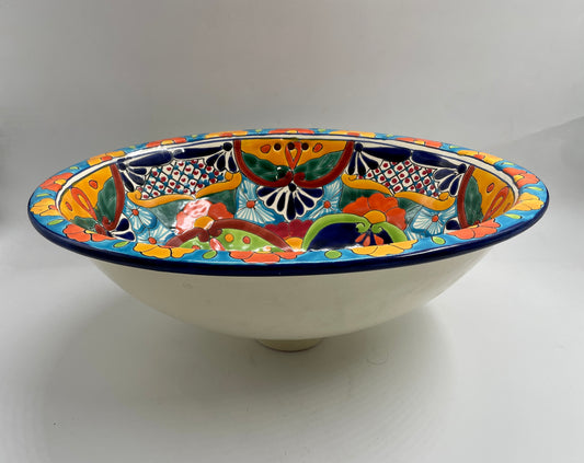 Multicolor Patterned Medium Flower Talavera Drop-In Sink