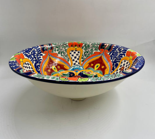 Multicolor Patterned Medium Petal Talavera Drop-In Sink