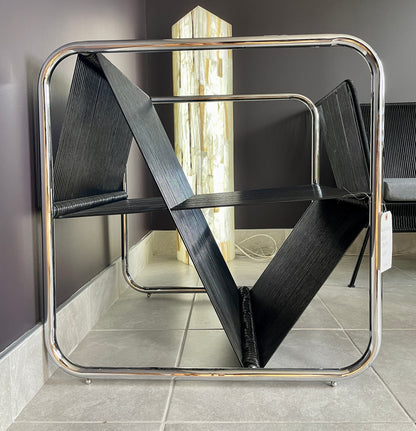 Black Cube Acapulco Chair w/ Silver Frame