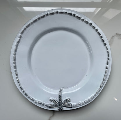 White Dragonfly 3pc Pewter Tray Set