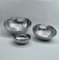 Silver Cratered 3pc Round Pewter Tray Set