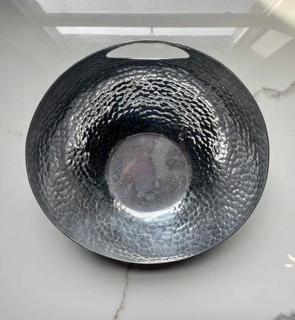 Silver Cratered 3pc Round Pewter Tray Set