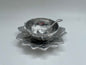 Silver Cratered 3pc Round Flower Pewter Tray Set