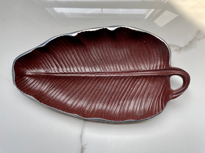 Brown Small 5pc Flora Pewter Tray Set