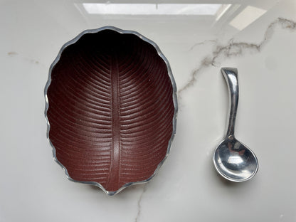 Brown Small 5pc Flora Pewter Tray Set
