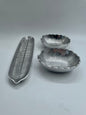 Silver Small 3pc Flora Pewter Tray Set