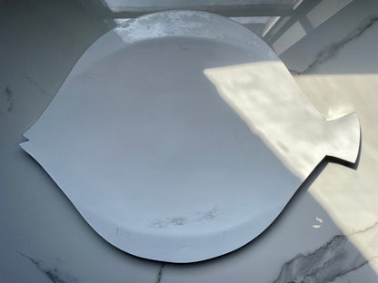 Silver and White Big 2pc Fish Pewter Tray Set