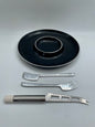 Black 4pc Tray and Utensils Pewter Tray Set