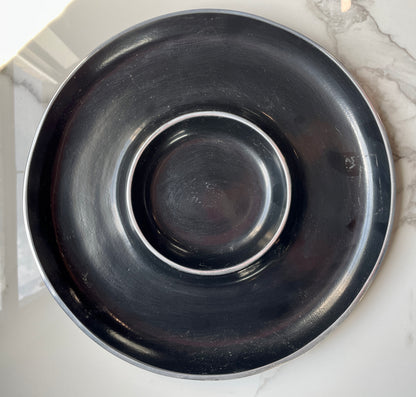 Black 4pc Tray and Utensils Pewter Tray Set