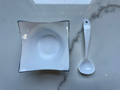 White Medium 6pc Tray and Assorted Pewter Set
