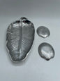 Silver Small 3pc Leaf Pewter Tray Set