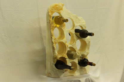 Yellow & White Onyx Stone Wine Holder