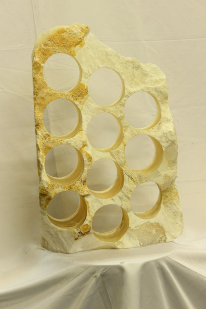 Yellow & White Onyx Stone Wine Holder
