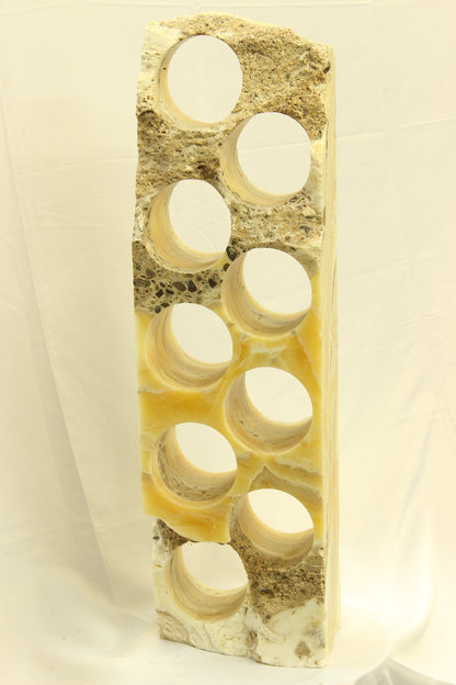 Yellow & Brown Onyx Stone Wine Holder