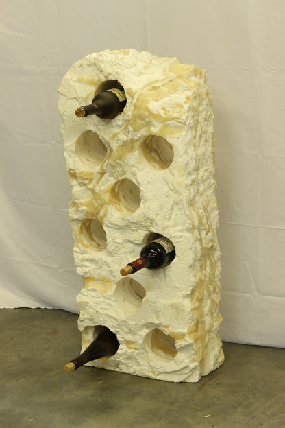 Large White & Beige Onyx Floor Wine Holder