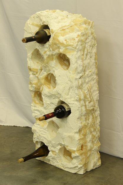 Large White & Beige Onyx Floor Wine Holder