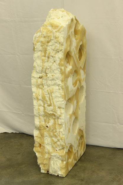 Large White & Beige Onyx Floor Wine Holder