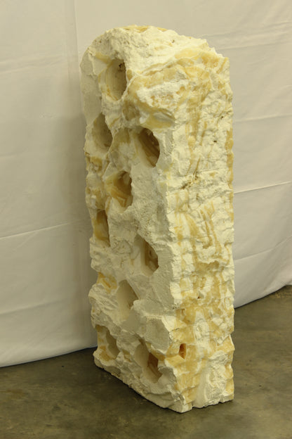 Large White & Beige Onyx Floor Wine Holder