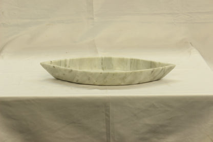 White Marble Canoe Serving Tray