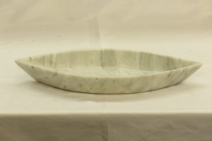 White Marble Canoe Serving Tray