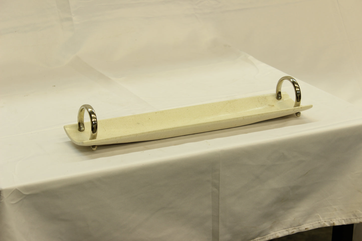 Marble Bread Serving Tray with Pewter Handles