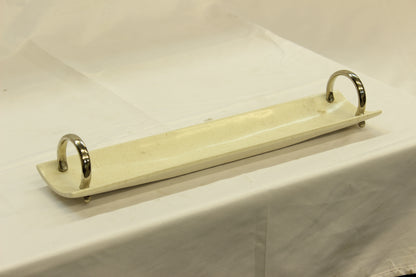 Marble Bread Serving Tray with Pewter Handles