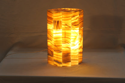 Beige Ellipsoid Onyx Lamp