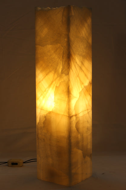 Angelic Torch Beige Onyx Lamp