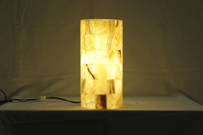 Beige Oculus Patterned Onyx Lamp