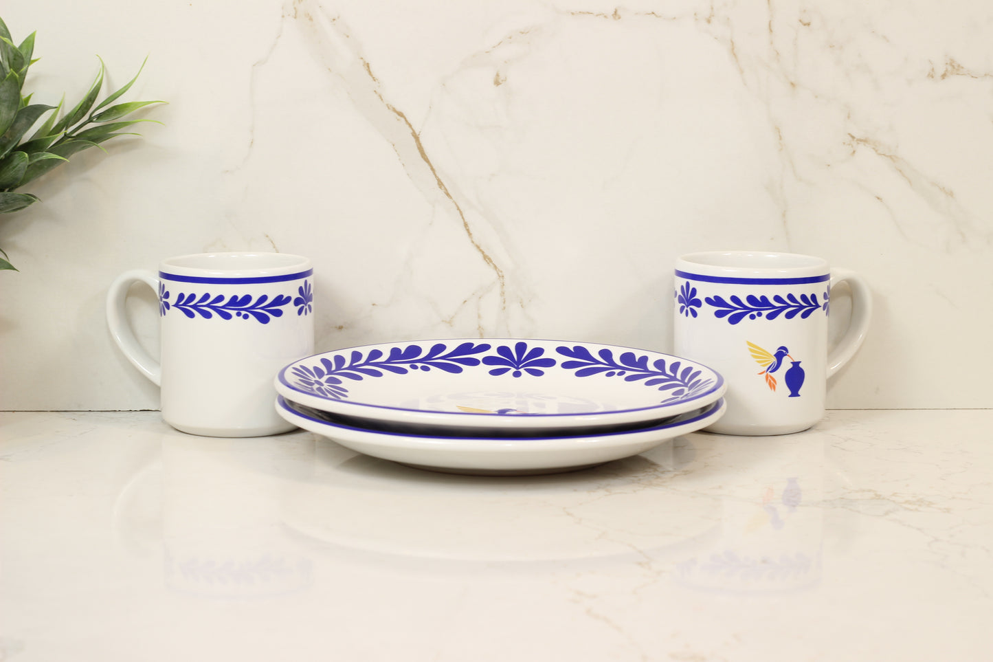 Colibri Collection – Coffee & Dessert | Plate & Mug Set | 4-Piece