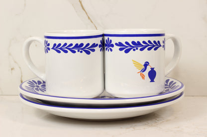 Colibri Collection – Coffee & Dessert | Plate & Mug Set | 4-Piece
