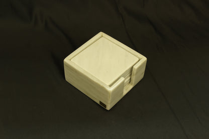 7pc White Marble Coaster Set