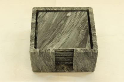 7 Pc. Black Marble Coaster Set