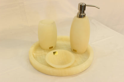 4pc Beige Onyx Bath Accessory Set