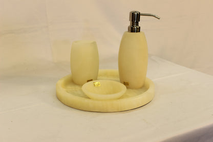 4pc Beige Onyx Bath Accessory Set
