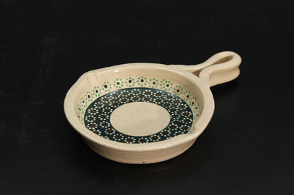4" Floral Beige Clay Mini Frying Pan