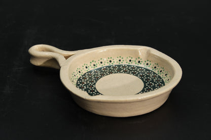 4" Floral Beige Clay Mini Frying Pan