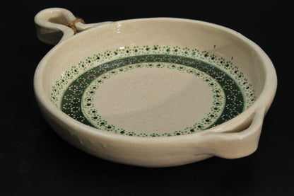 8" Floral Beige Clay Frying Pan